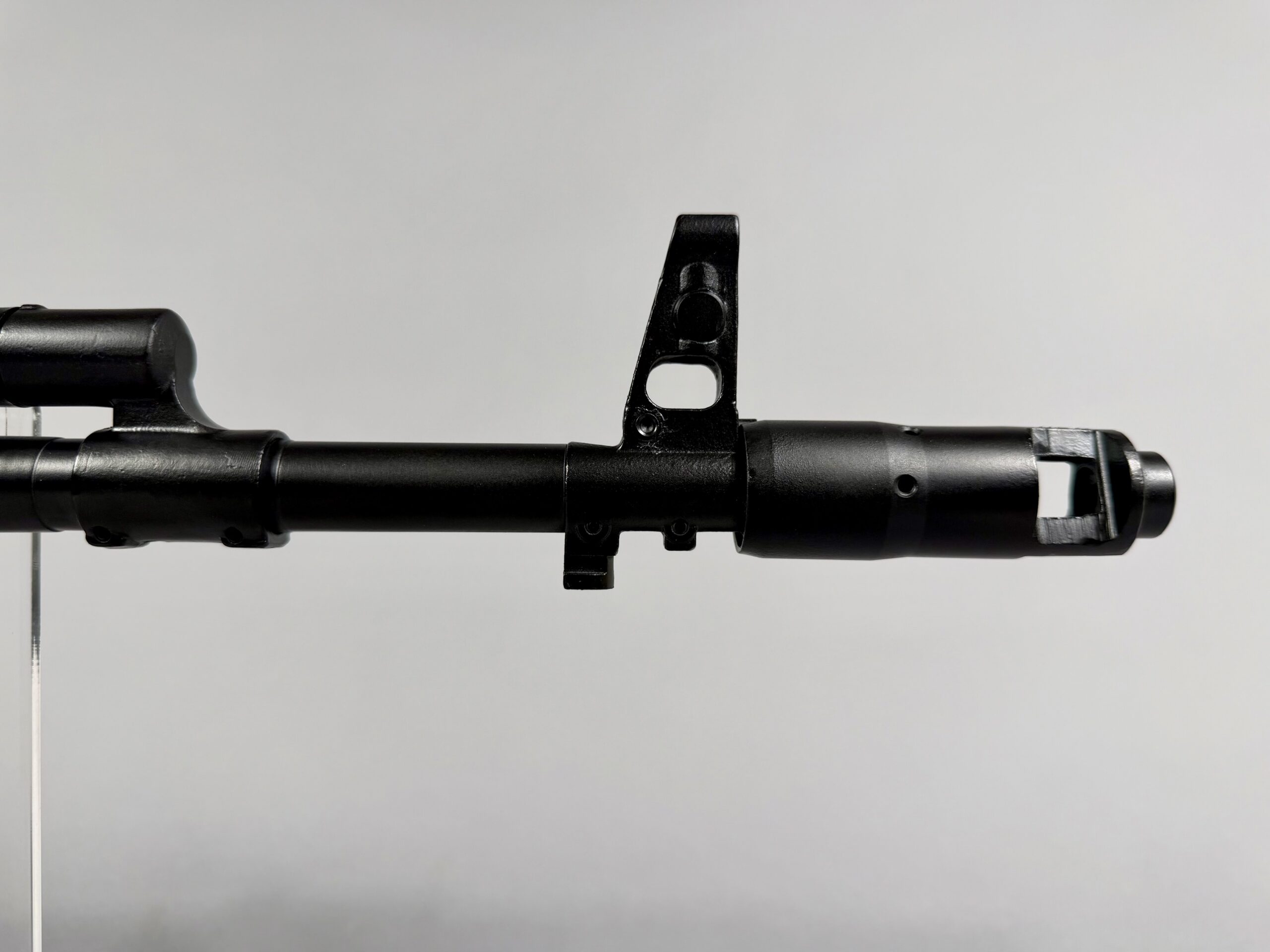 IGLIM 100 series front sight block and long-collar muzzle brake — right side