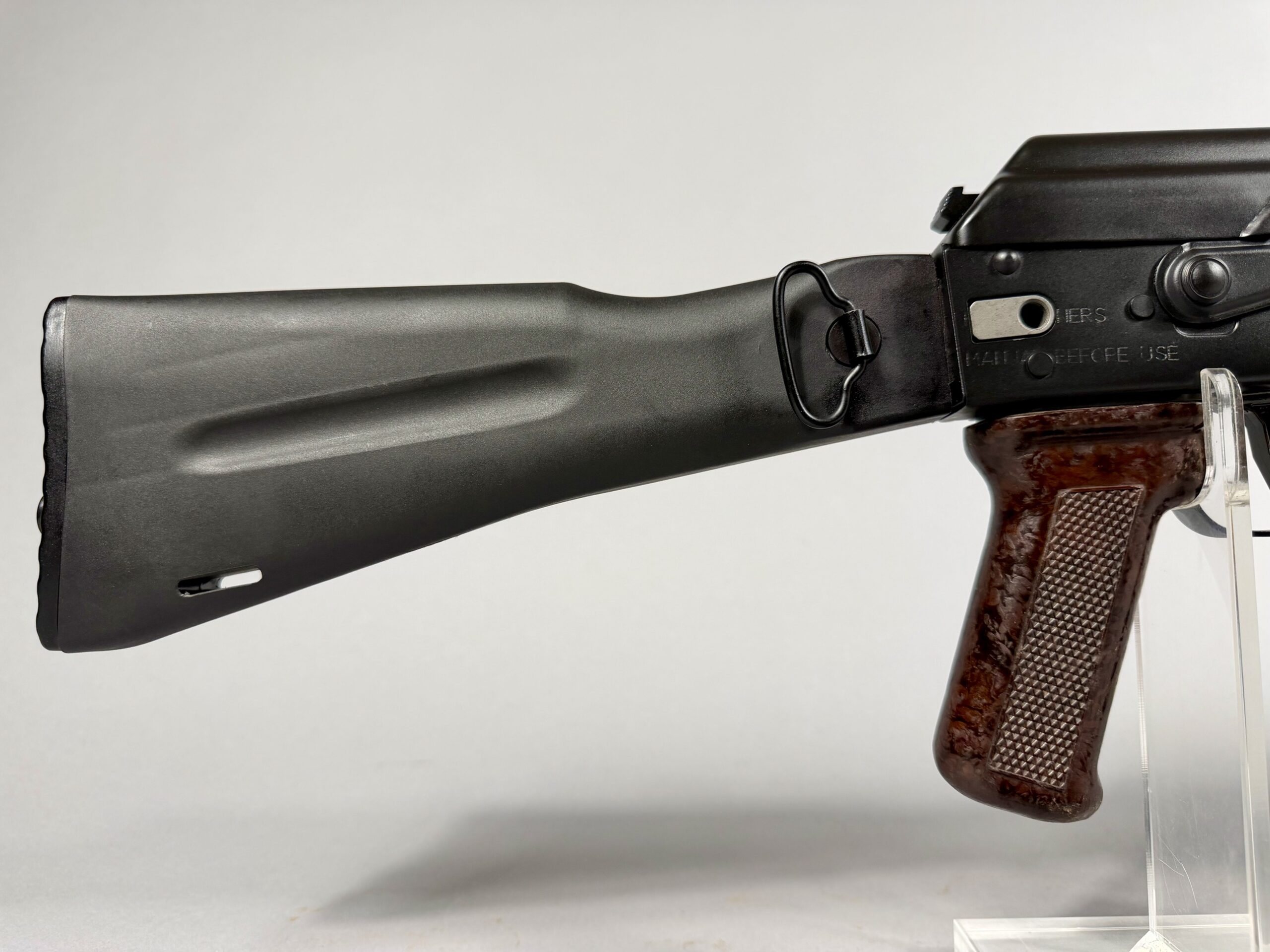 AK-100 series side-folding stock and pistol grip — right side